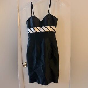 Jovani converted cocktail dress. Black with striped bow. size 4
